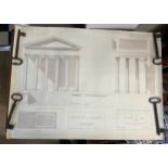 Two architectural drawings of Maison Carrée Nismes based on monuments de Nismes by Clerisseau by C.