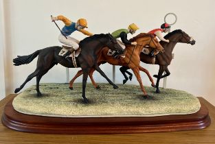 Border Fine Arts 'Going for the Post', model No. L83. 77/250 by David Geenty, on wood base, with