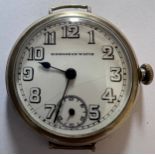 A Birmingham hand winding watch with large Sub Dial 1914-18 with subsidiary seconds dial. Case 40mm.