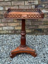 A mahogany pole screen base with associated tray top, a marriage 41.5 w x 30.5cm, height of table