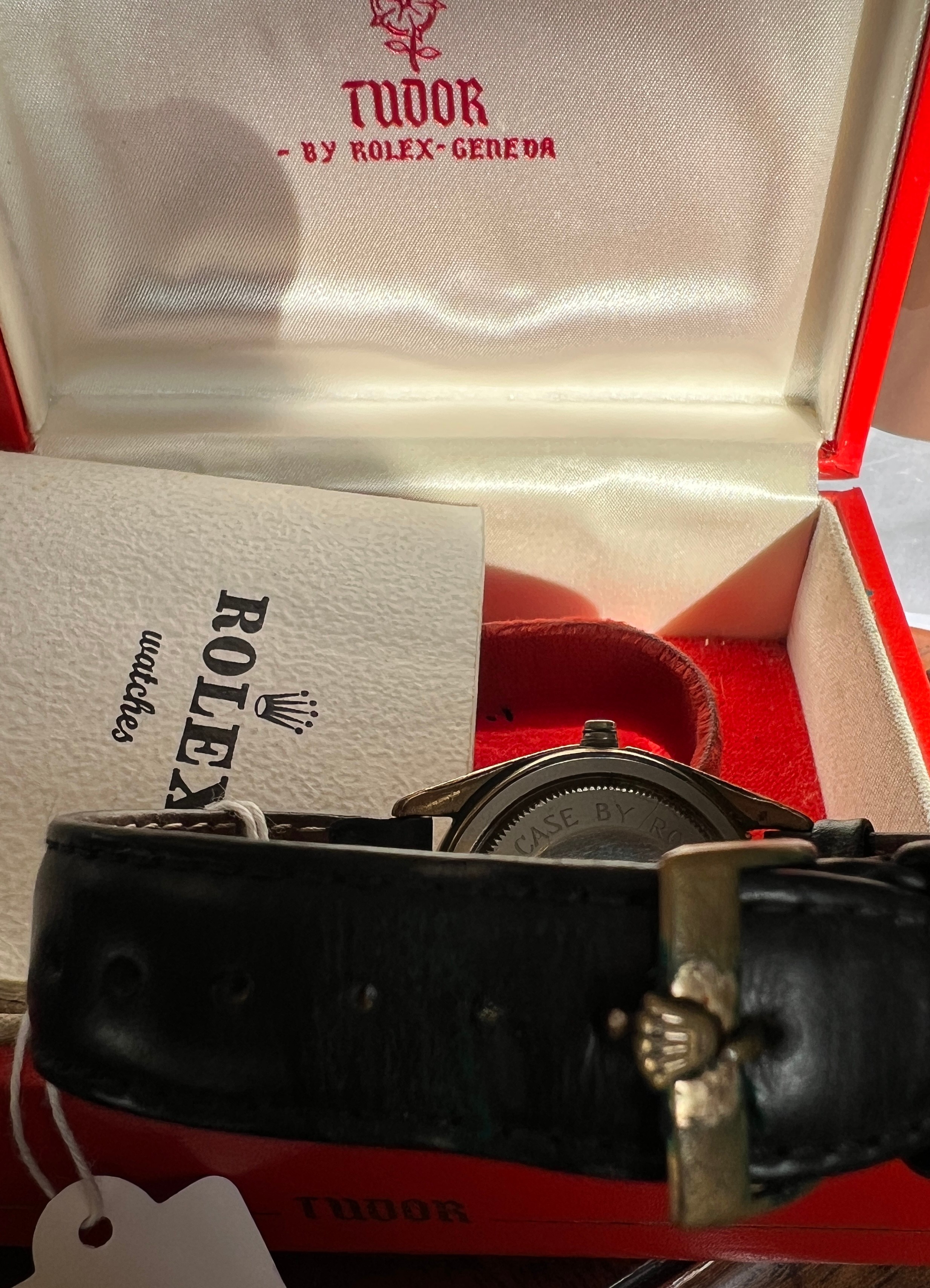 A vintage gentleman’s Tudor self-winding wristwatch on black leather strap in original box with - Image 7 of 7