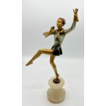 Art Deco figure of a dancing girl on onyx plinth. 31cm h.