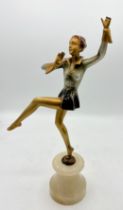 Art Deco figure of a dancing girl on onyx plinth. 31cm h.