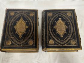 A pair of large leather bound illustrated Holy Bibles, both 'Brown's Self-Interpreting Family