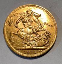 George V full gold sovereign 1912.