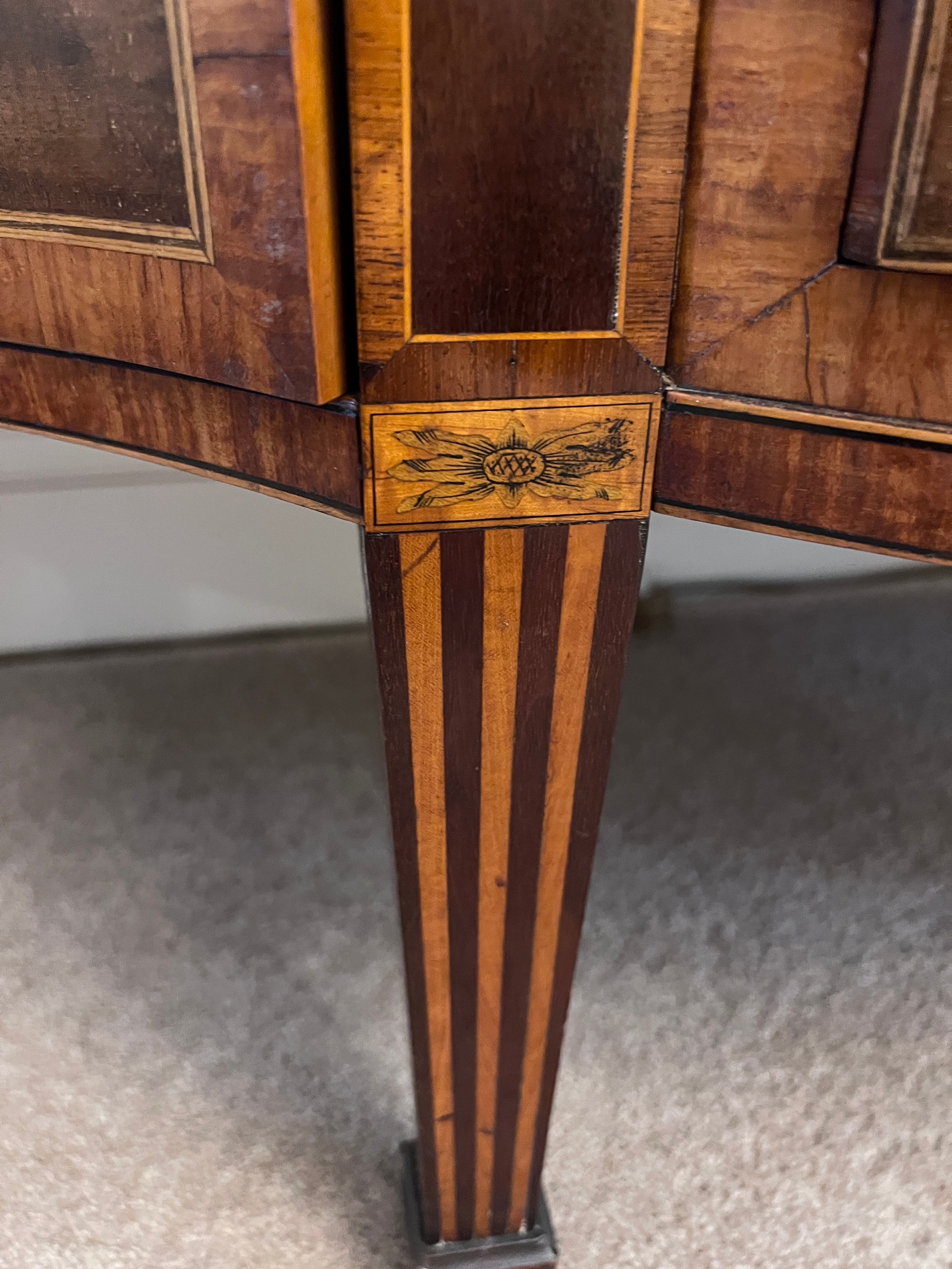 A 19thC continental fine quality breakfront marquetry side cabinet with various woods including - Image 11 of 13