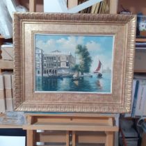 Two Venetian oil painting by S Hillage.