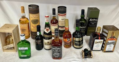 Various whiskies and spirits to include Glenmorangie Port Wood Finish Highland Single Malt,