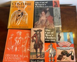 Books on costume to include Historical, Costumes of England, Collecting Costume, The Cut of Women’
