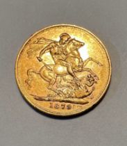 A Victorian full gold sovereign 1879.