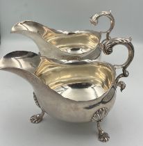 A pair of silver sauce boats London 1886, maker James Garrard, Garrards Pantin Street London.