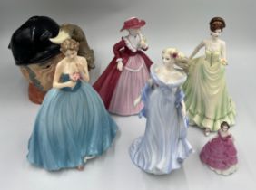 Five Coalport ladies and a Royal Doulton Toby jug, to include With Love, Sunday Best, Dearest