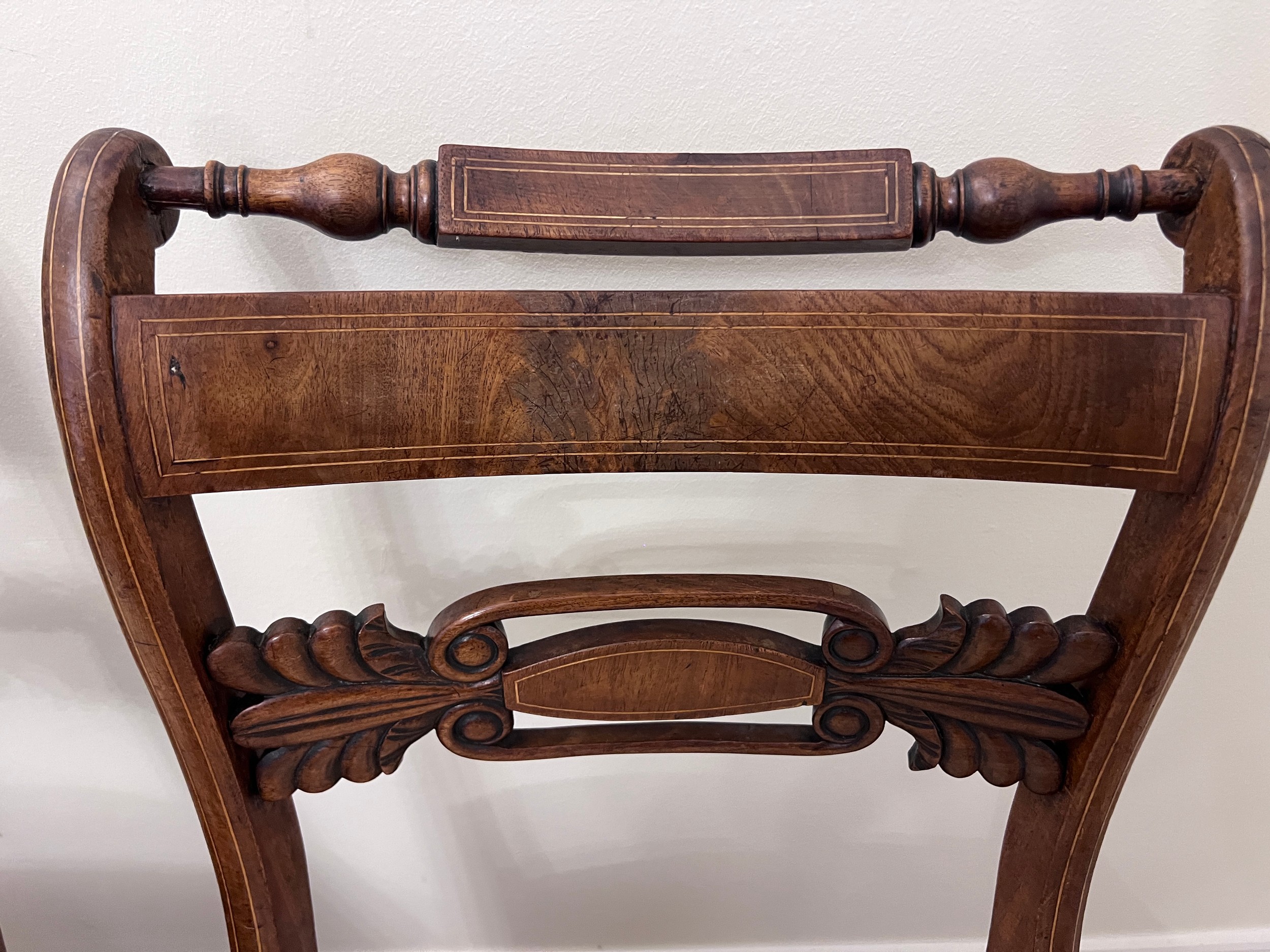 A pair of regency mahogany sabre legged dining chairs. - Image 3 of 6