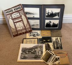 An album of photographs of Hong Kong from the 1930’s together with loose postcards, magazines etc.