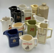 Breweriana x 11 ceramic jugs to include Beefeater, Johnny Walker, Long John, The Famous Grouse,