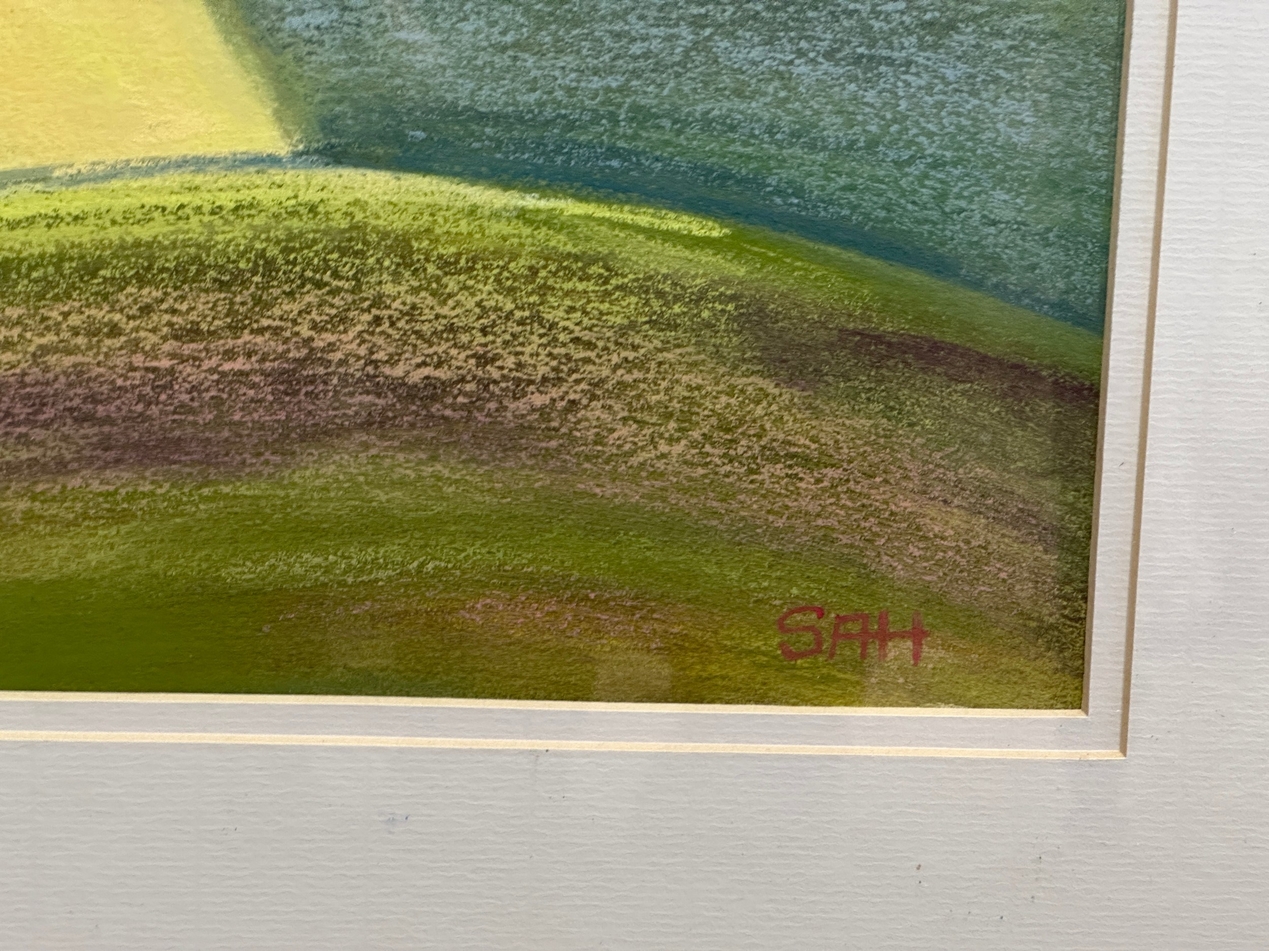 Sue Harrison, a large pastel landscape, 'High Summer, Blakey Ridge'. Image 50.5 x 66cm. Frame 85 x - Image 3 of 4
