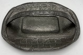 Archibald Knox pewter Tudric cake basket. 31cm x 22cm.