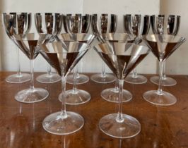 A suite of 12 glasses ( 6 + 6) in the Art Deco style by Krosno Poland.