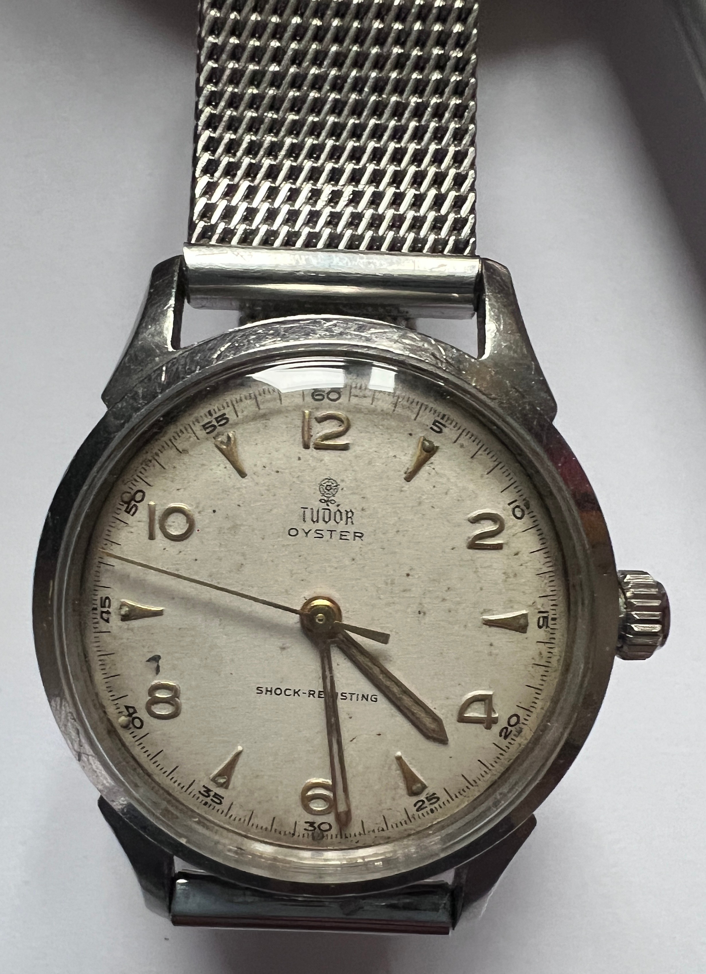 A 1950's Tudor Oyster stainless steel gentleman's wristwatch, gold numerals, gold hands and Rolex - Image 2 of 10