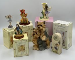 Five Border Fine Arts Flower Fairies to include a clock 15cm h, together with a Country Artists