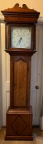 A 30 hour oak longcase clock with painted face by Robotham of Leicester. 210cm h x 46cm w x 24cm d