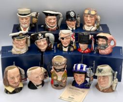 Fourteen boxed Royal Doulton Toby Jugs to include D7111 Willie Carson O.B.E, D6988 The Judge and