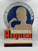 Bonbones Riquer /Tos Ronquera Asma. A pharmaceutical cardboard advertising sign. 47 w x 68cm h.