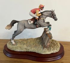 Border Fine Arts - 'The Final Hurdle' model No. L156. 337/1850. By Anne Wall on wood base.