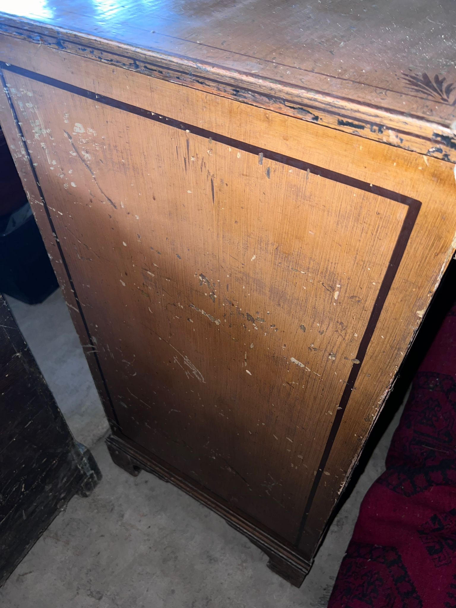 A 19thC pine chest of drawers, two long over three long drawers on bracket feet with original - Image 5 of 6