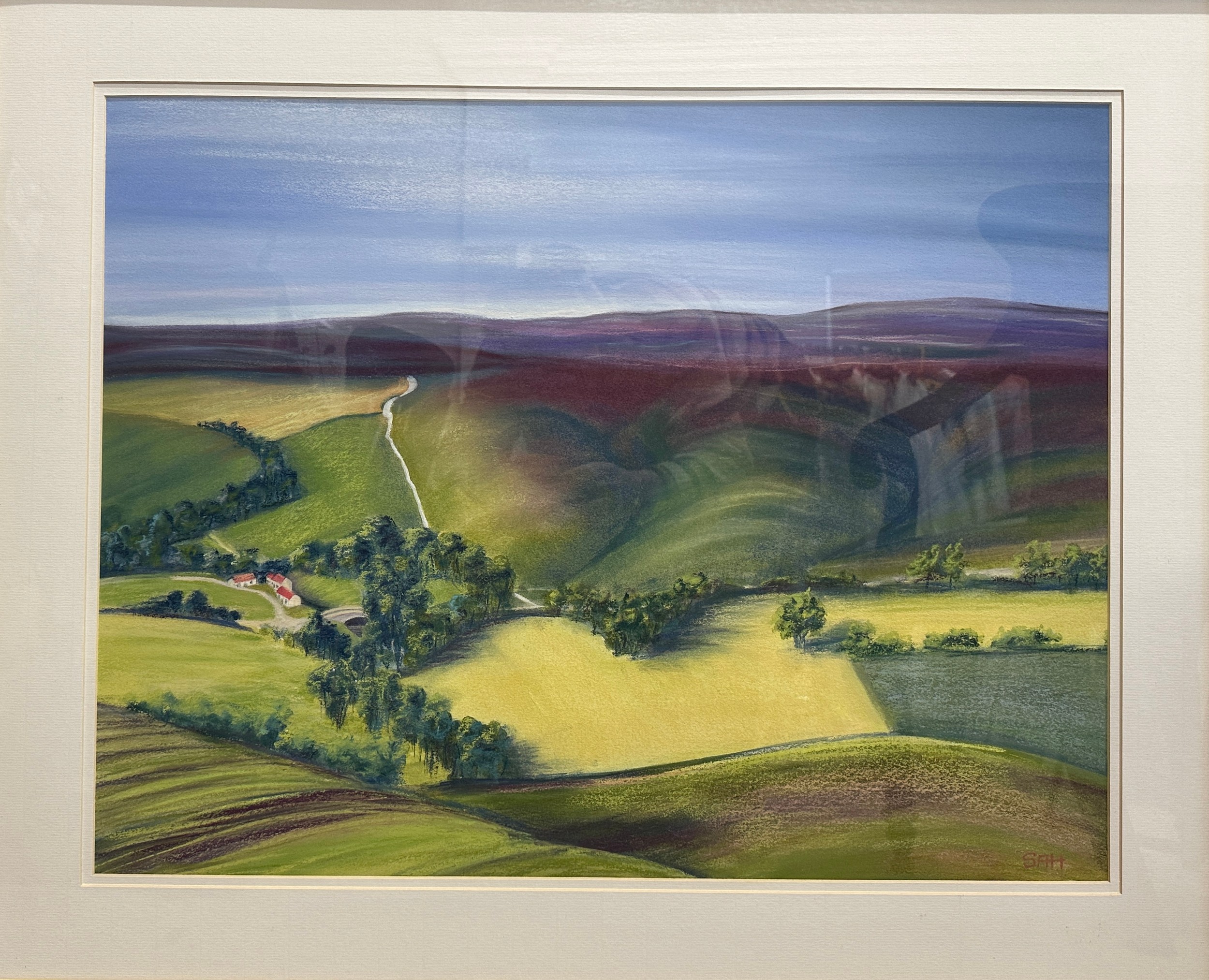 Sue Harrison, a large pastel landscape, 'High Summer, Blakey Ridge'. Image 50.5 x 66cm. Frame 85 x