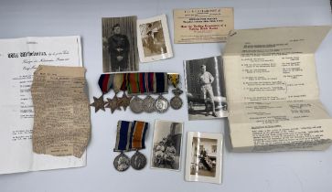 Father and Sons medals to include medals For Long Service and Good Conduct, E.J. PARKER PTE. NO 7614