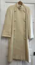 A 1970's Jaeger cream 100% double breasted wool coat with triangular toggles. Size 8 , bust 84cm,
