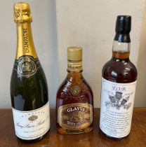 Alcohol to include a bottle of berry Bro.s & Rudd Ltd Champagne, Glayva Scotch Liqueur and Fine
