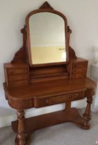 A Victorian satinwood duchess dressing table with single drawer to front and six drawers and a