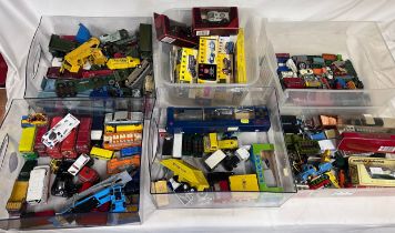 A large collection of mostly unboxed diecast vehicles to include a box of Corgi (majority buses),