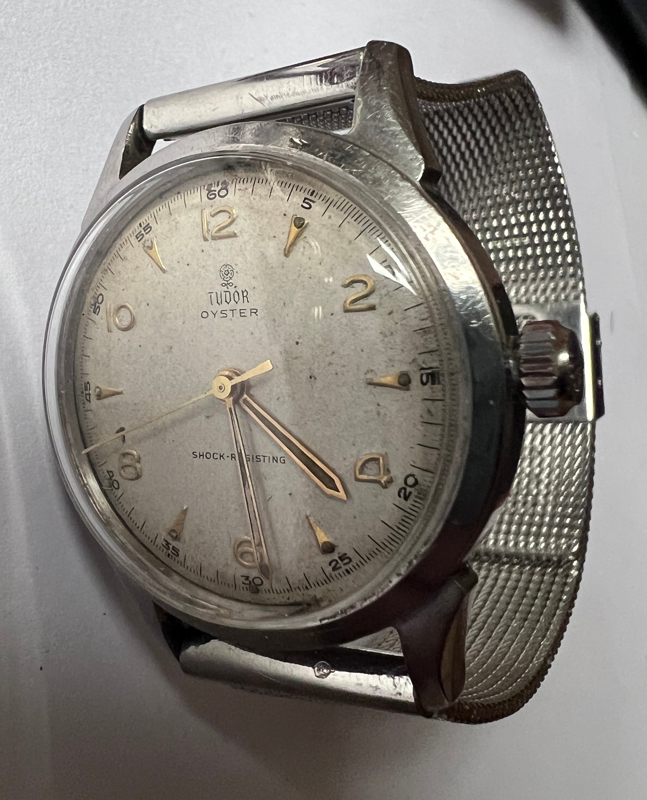 A 1950's Tudor Oyster stainless steel gentleman's wristwatch, gold numerals, gold hands and Rolex - Image 4 of 10