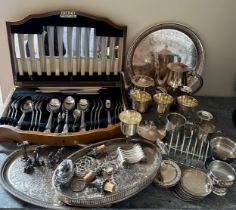 A wooden canteen of cutlery by Joseph Rodgers & Sons Ltd, Sheffield, six place setting, knives and