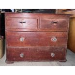A 19thC pine chest of two short overs three long drawers.