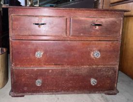 A 19thC pine chest of two short overs three long drawers.