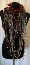 A large quantity of vintage bead and pearl necklaces to include glass, 1920’s/30’s etc.