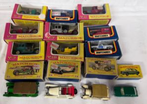 Various Matchbox models to include, Y-2 1914 Prince Henry Vauxhall and 1911 Renault2-Seater, Y-3