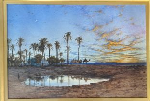 Stanier, Henry (1847-1892). Watercolour "The Oasis" signed lower left H Stanier 1876, image size
