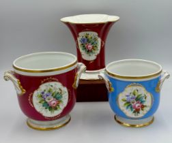 Hand painted and gilded Portuguese Vista Alegre ware to include two planters, largest 18.5cm and