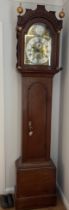 A brass faced long case clock by Robert Poll Harleston 221cm h x 45cm w.