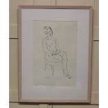 Eric James Mellon (1925-2014), seated nude, pencil study, signed, 55cm by 36cm (ARR)