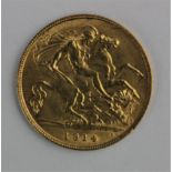 A George V half sovereign 1914 (a/f)