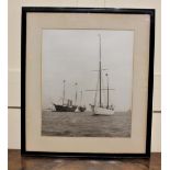 Beken & Son, Cowes, a framed photograph of yachts to include Royal Yacht Alexandra, 27.5cm by 22.