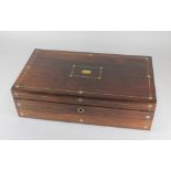 A Regency rosewood inlaid writing slope width 46cm, height 13cm, depth 25cm (a/f)