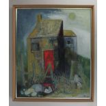 Marjorie Webb (1903-1978), The Bothy, oil on board, initialled and dated 77, verso paper label