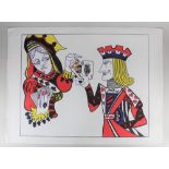 Edwina Sandys MBE (b 1938), Card Players, lithograph, artist's proof, signed in pencil, 58cm by